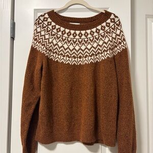 Orange and White Fair Isle Sweater